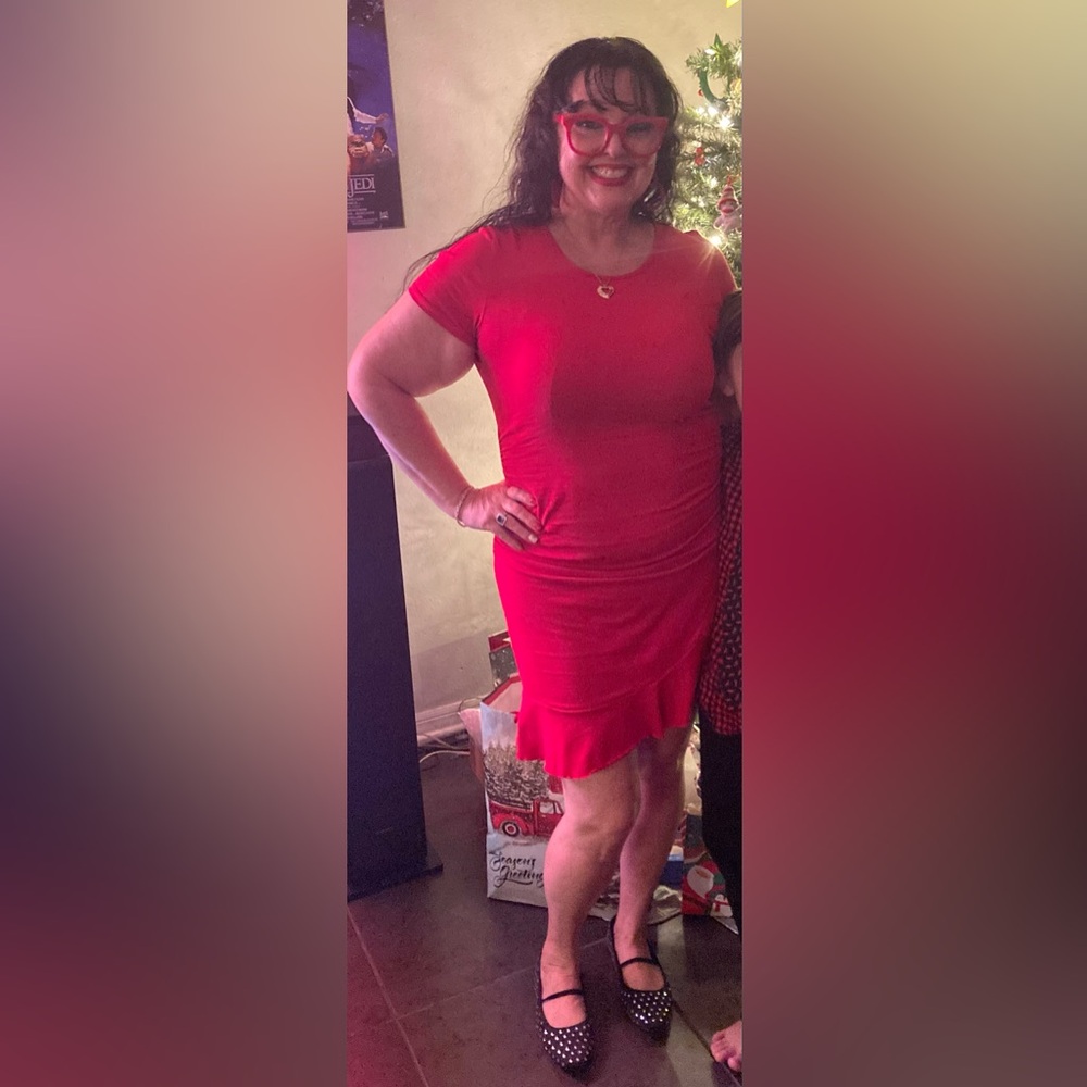 Flirty Red Ruffle Hem Dress - Picture 8 of 9